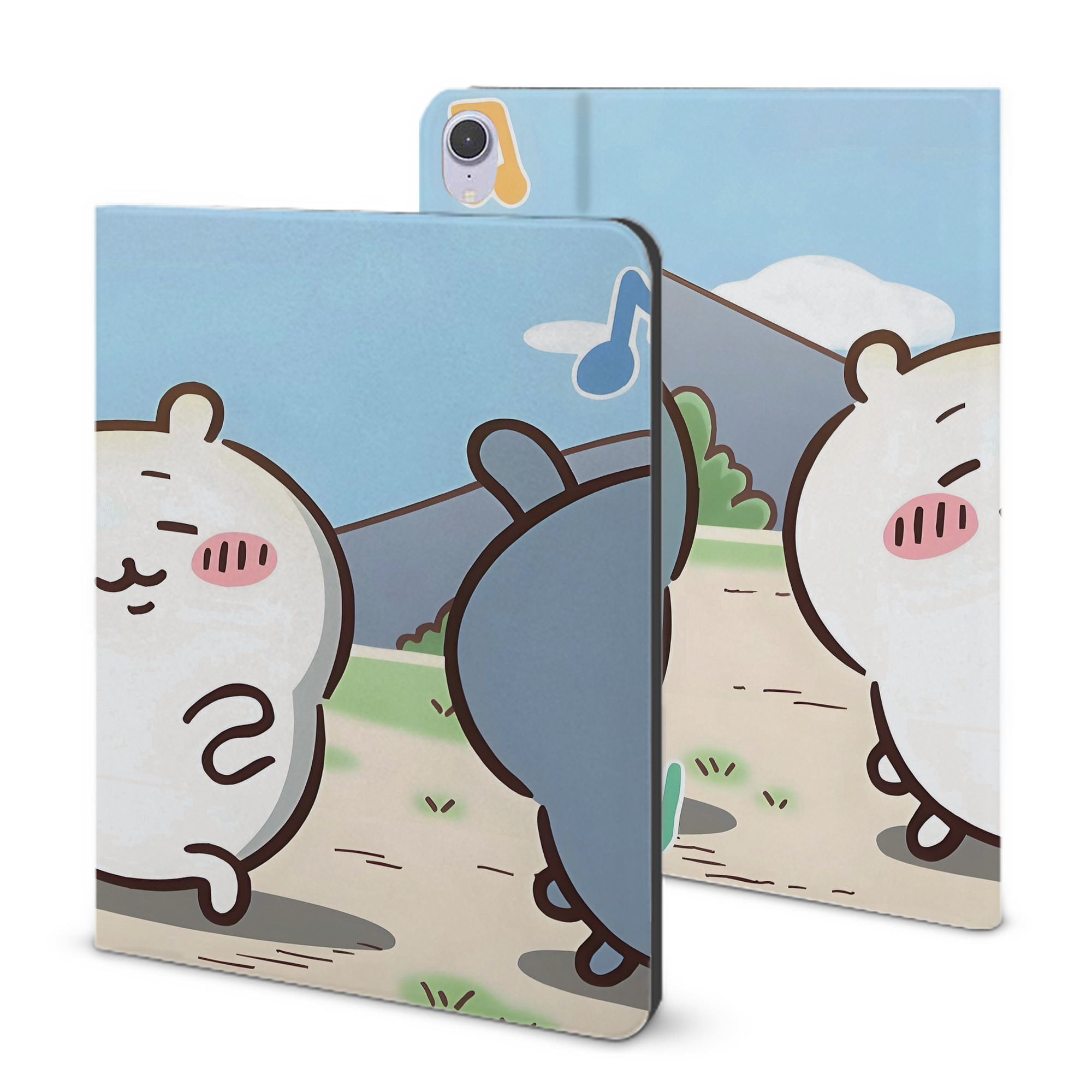 （画像用） ちいかわ Chii-kawa IPad ケース ブック型 PUレザー TPU 耐衝撃 軽量 薄型 ペン収納なし 全面保護 IPad 各モデル対応